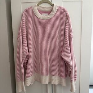 Aerie Striped Pink and White Sweater